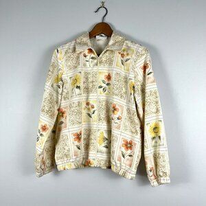 Vintage Alfred Dunner petite flower print jacket cream size M no tag